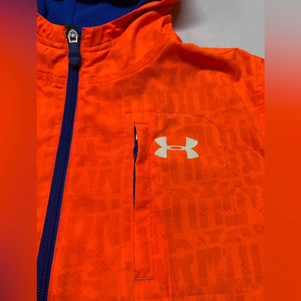 Under Armour Orange Hooded Kids Jacket with Blue Trim
